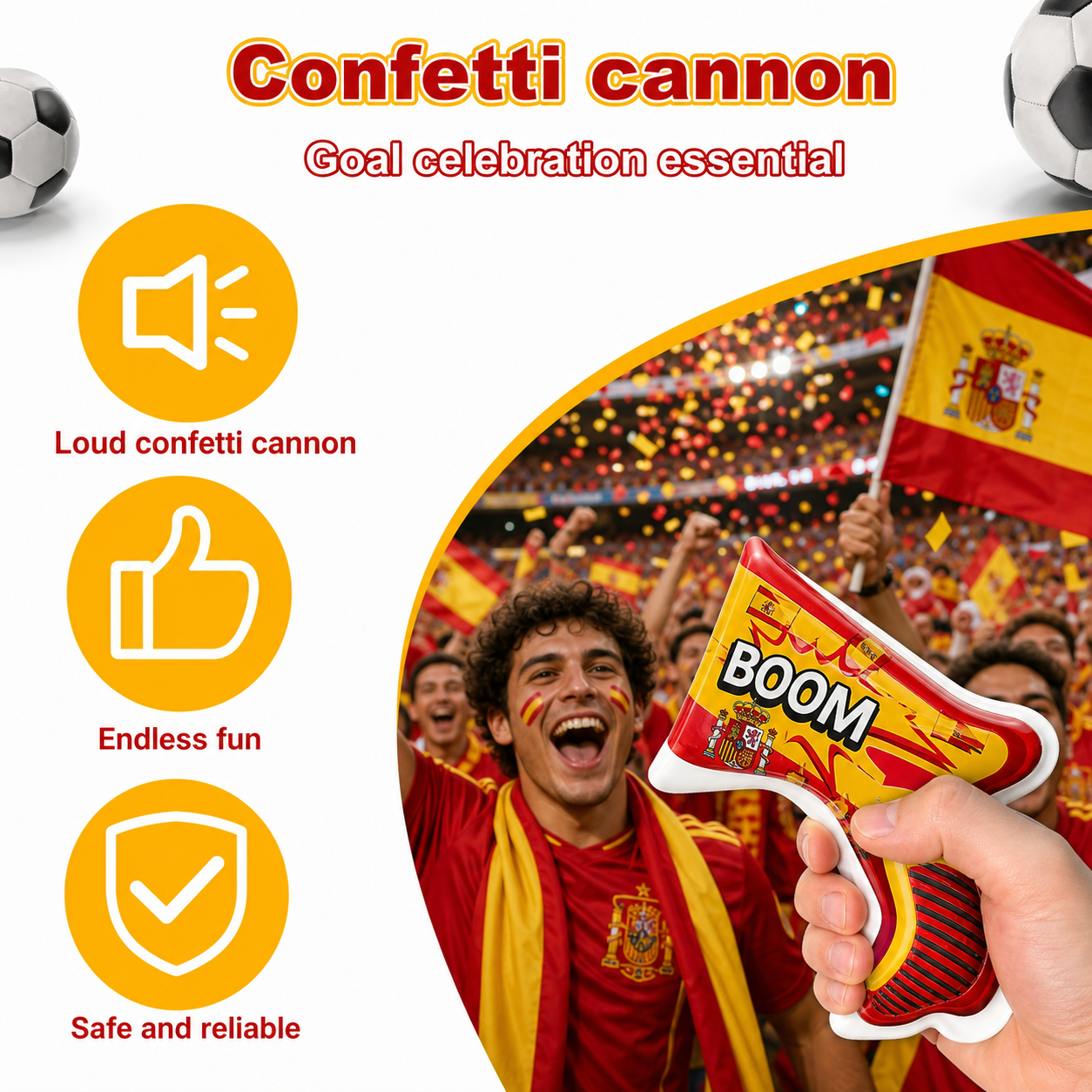 World Cup fans cheering for Brazil, Spain, and Mexico