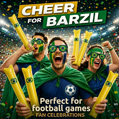 Brazil Fan Support Kit (12-Piece Set) – World Cup & Copa América Cheering Gear: Includes Flag, Scarf, Horn, Sunglasses, and More – Perfect for Match-Day Celebrations